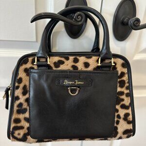 Draper James Leopard Lady Satchel Leather Calf Hair Handbag NEW